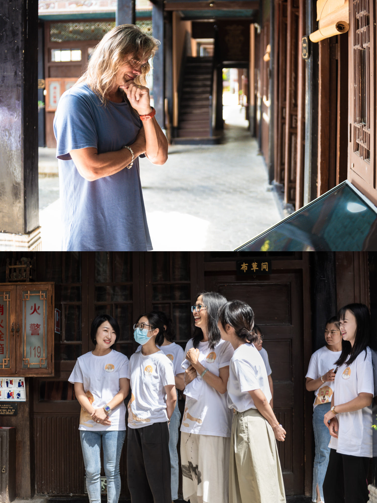 Team members prepare a birthday celebration for Brian Linden in Shaxi, Yunnan Province